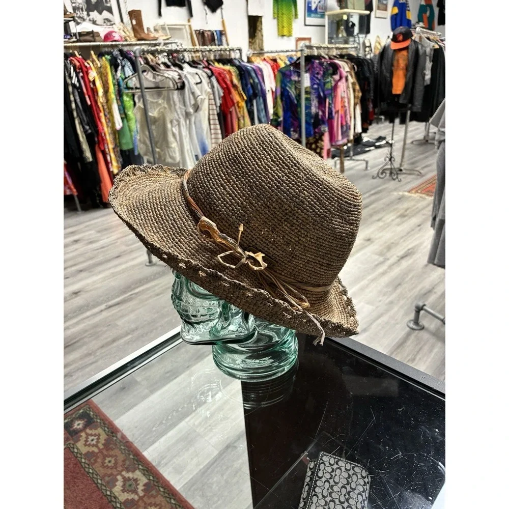 Rare Hatch Hat 100% Straw Brim With Fabric Band One Size Fits All